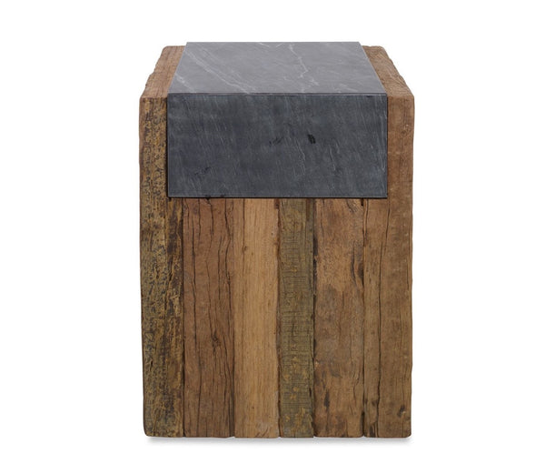 Wood & Slate Side Table