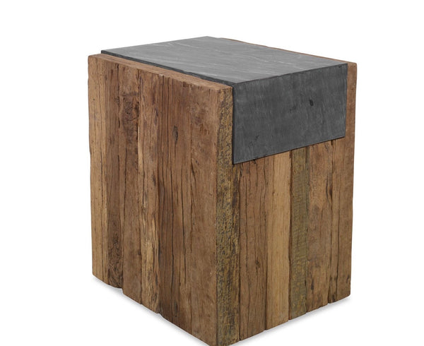 Wood & Slate Side Table