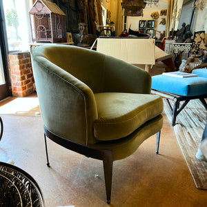 Green Velvet Barrel Chair