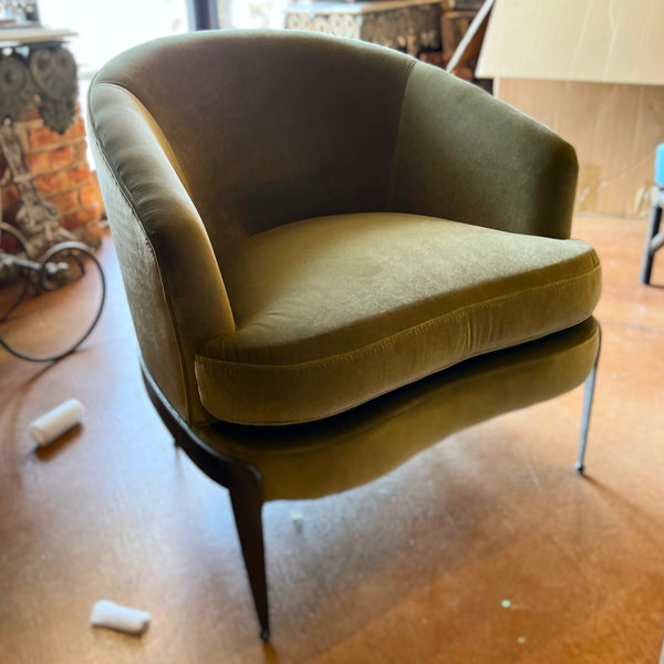 Green Velvet Barrel Chair