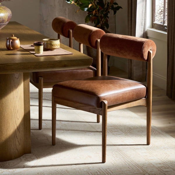 Rolled Velvet Back Dining Chair