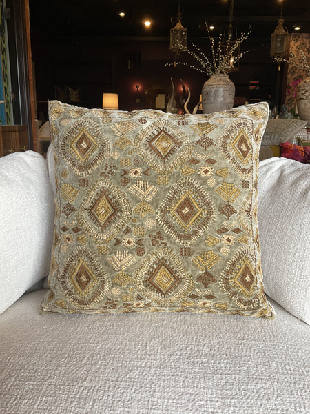 Embroidered Velvet Pillow 18x18