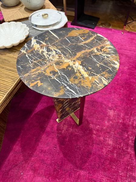 Round Brown/Black Marble Table