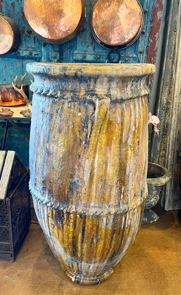 Mustard Tamegroute Handle Pot