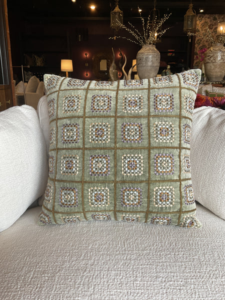 Embroidered Velvet Pillow 18x18