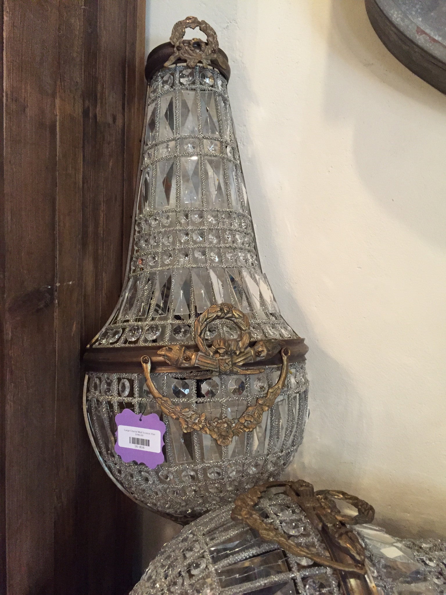 Large Crystal Wall Sconce -Pair