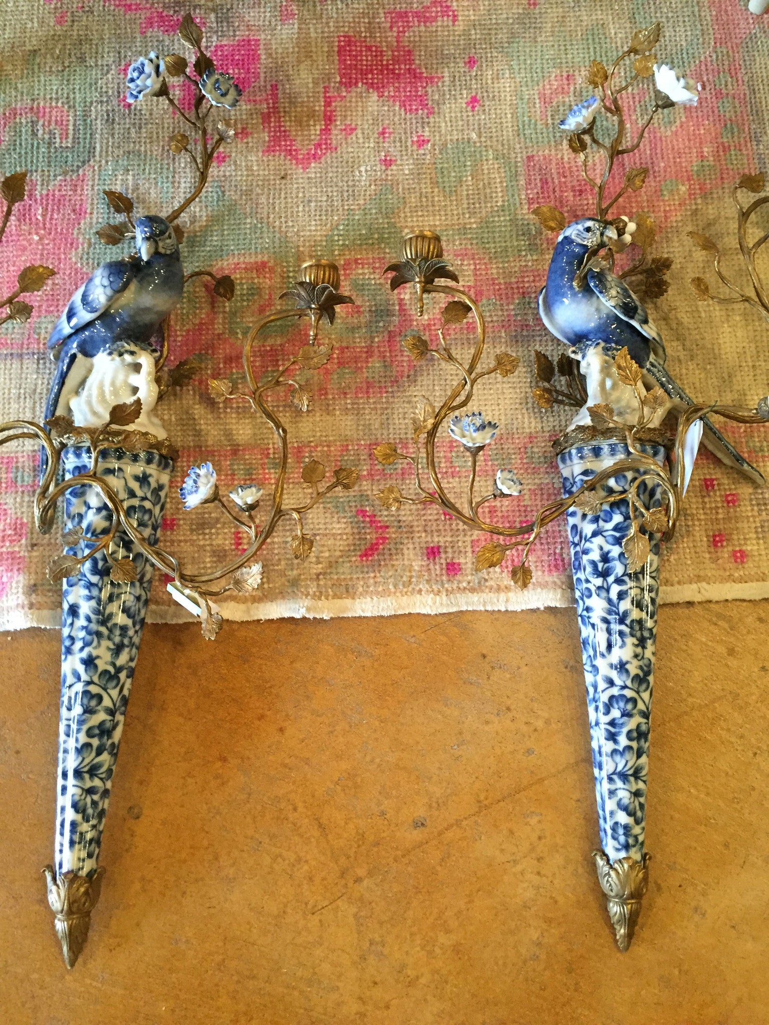 Blue & White Hanging Candlestick-pair