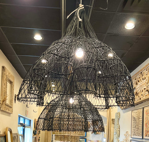 Black Moroccan Rattan Chandelier