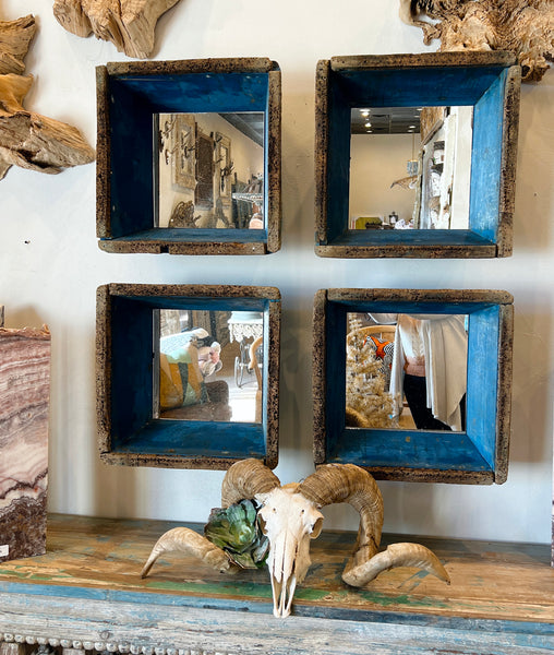 Blue Wash Bin Mirrors