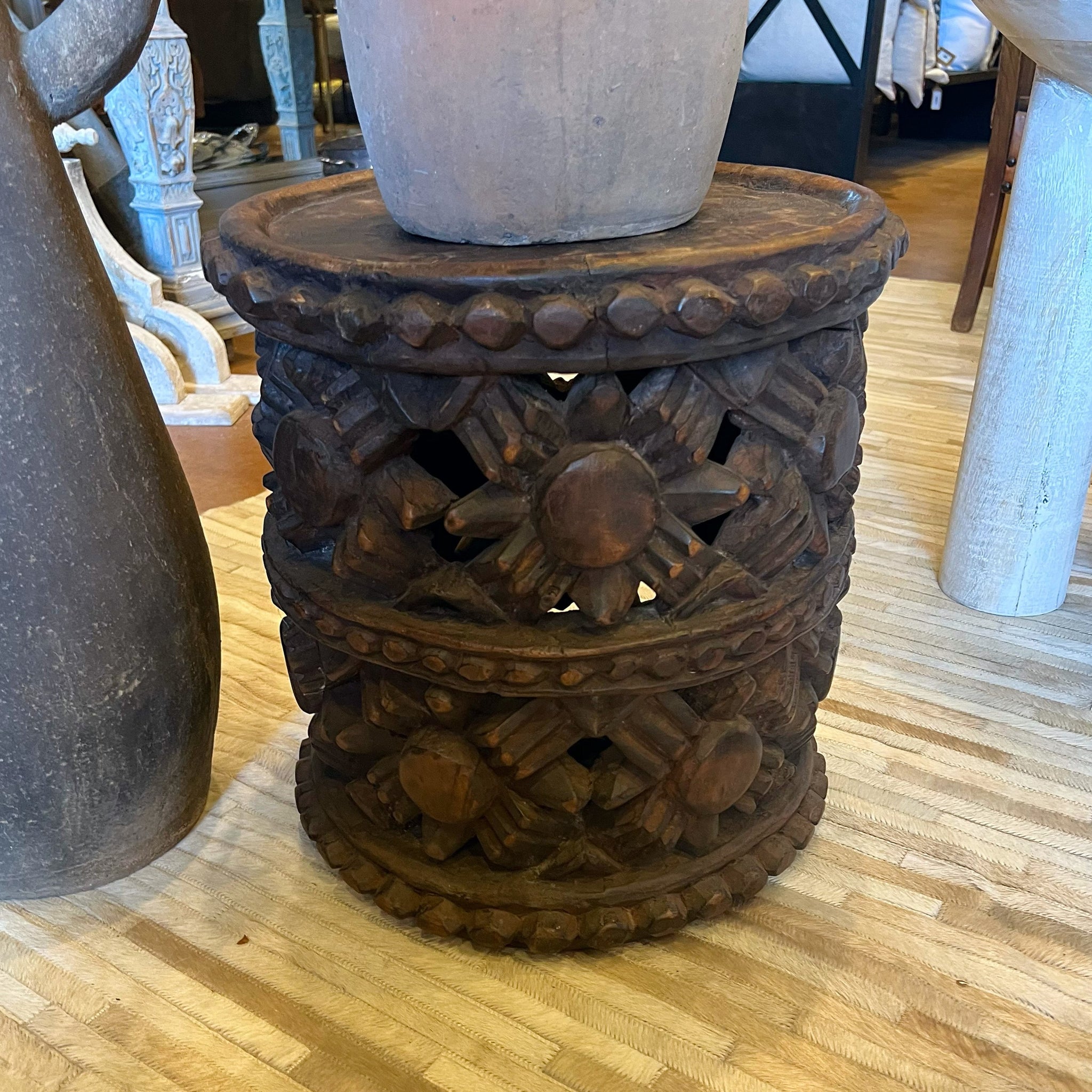 Carved African Stool Large