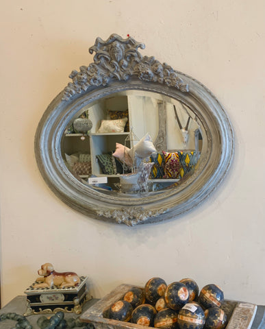Gray Oval Mirror