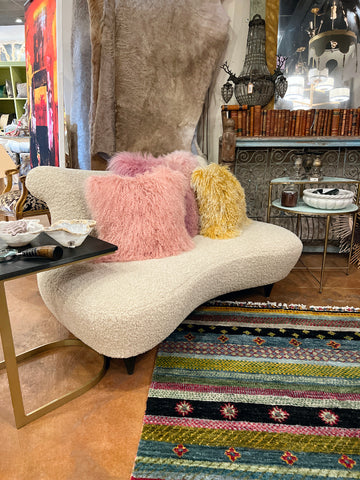 White Boucle Settee