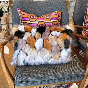 Multi Color Faux Fur Pillow Sm