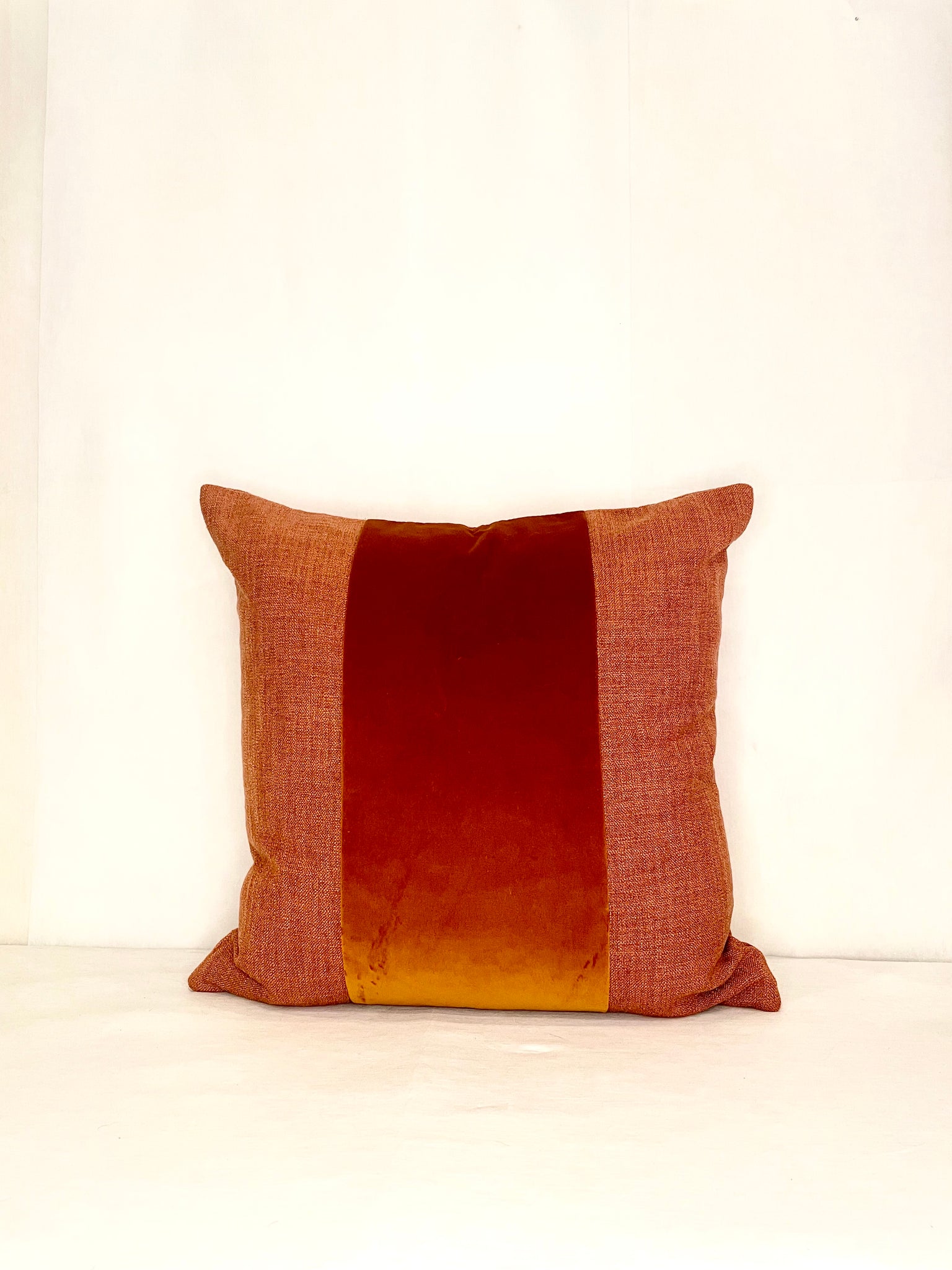 Orange Linen & Velvet Pillow