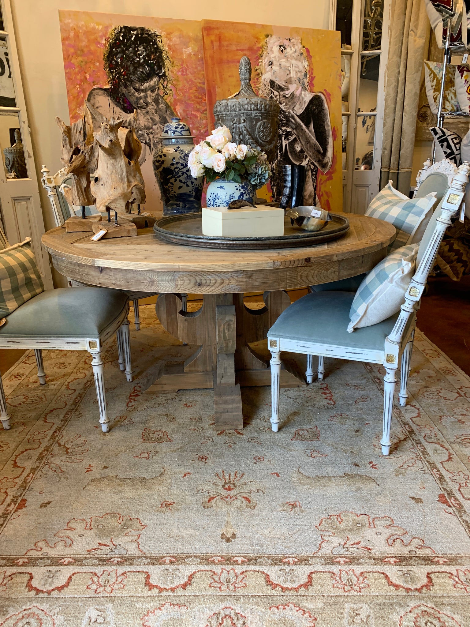 Pine Round Dining Table 59"