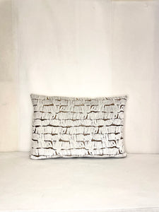Silk White and Gold Pillow with line texture. 