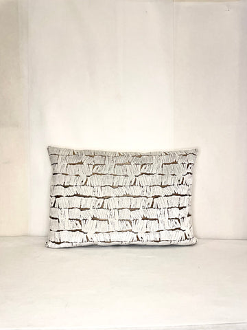 Silk White and Gold Pillow with line texture. 