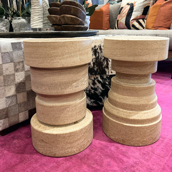 Travertine Side Table