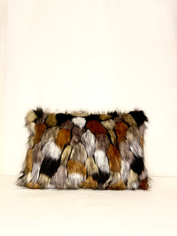 Multicolor Faux Fur Pillow Lg