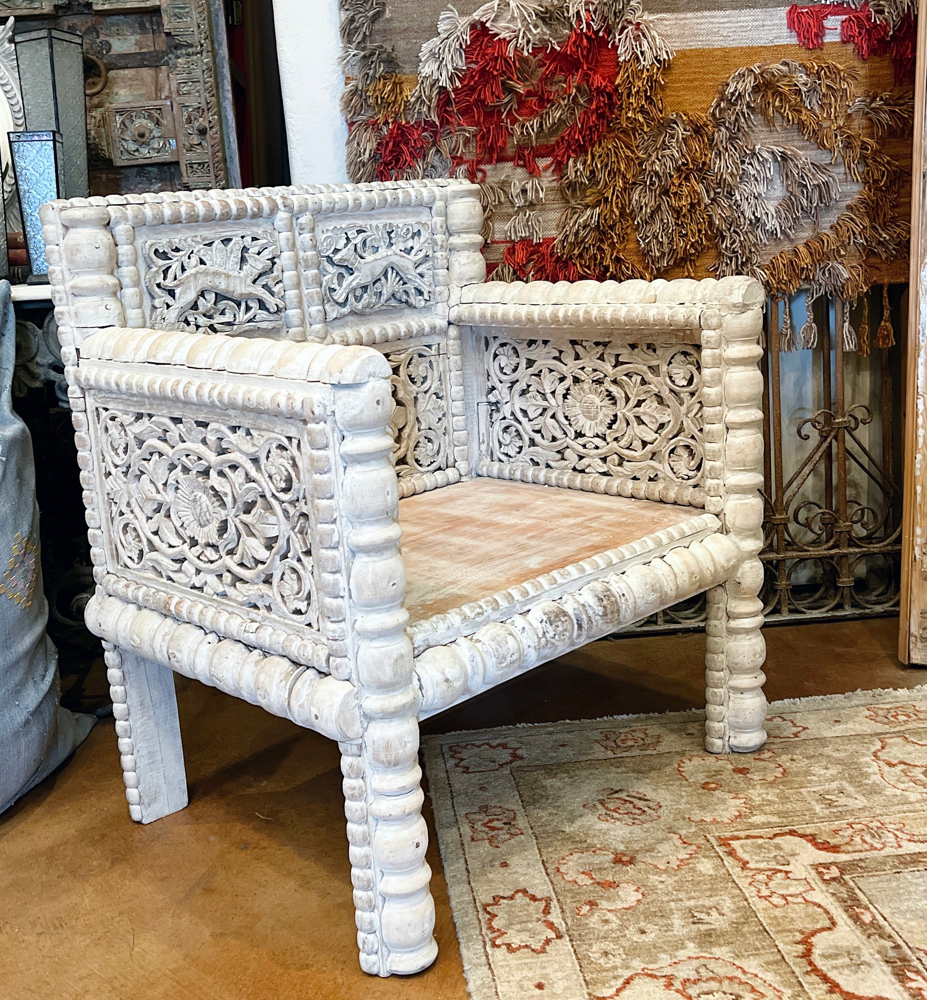 Carved White Chair