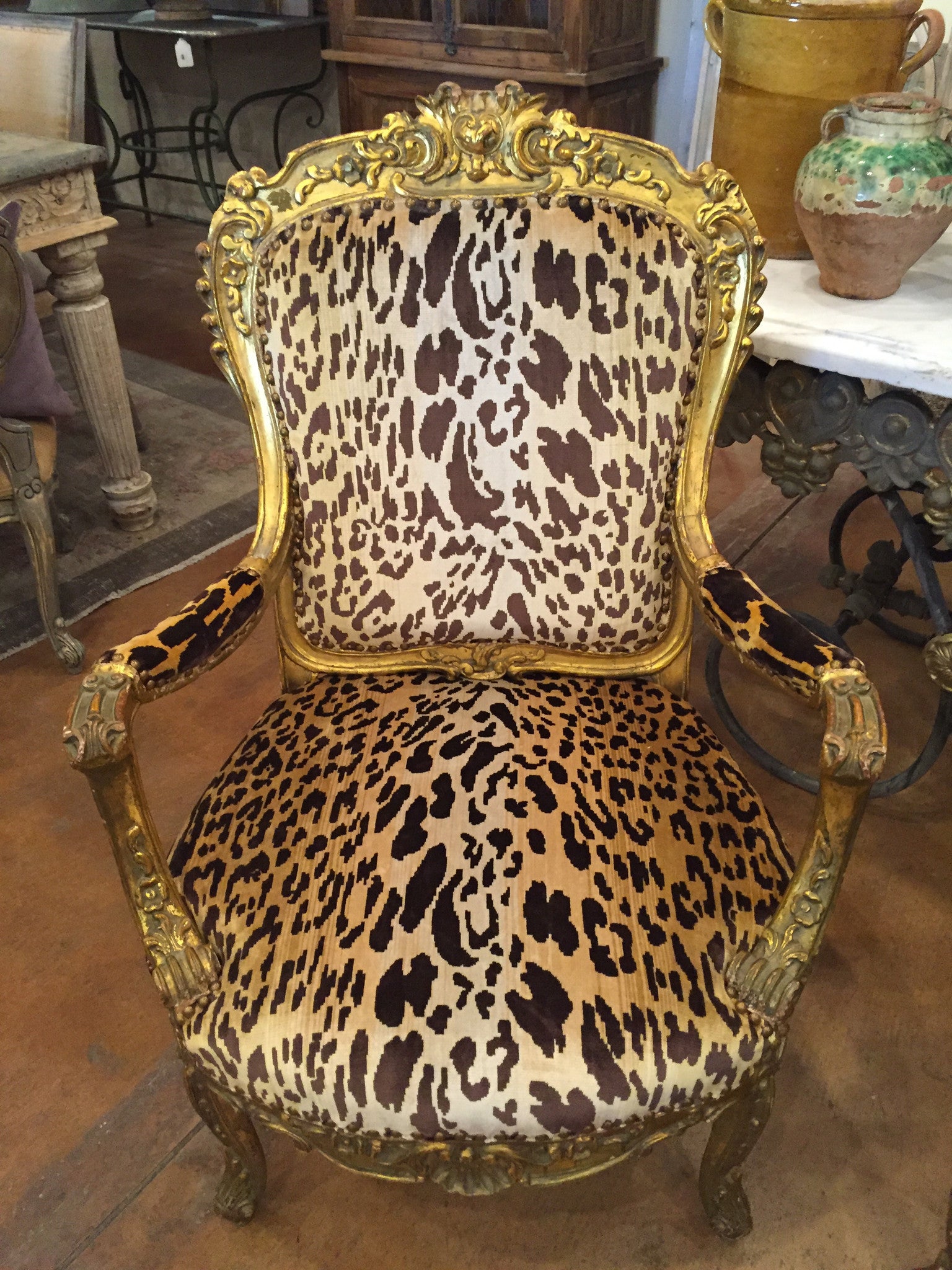 Leopard velvet gold chair