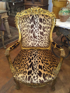 Leopard velvet gold chair