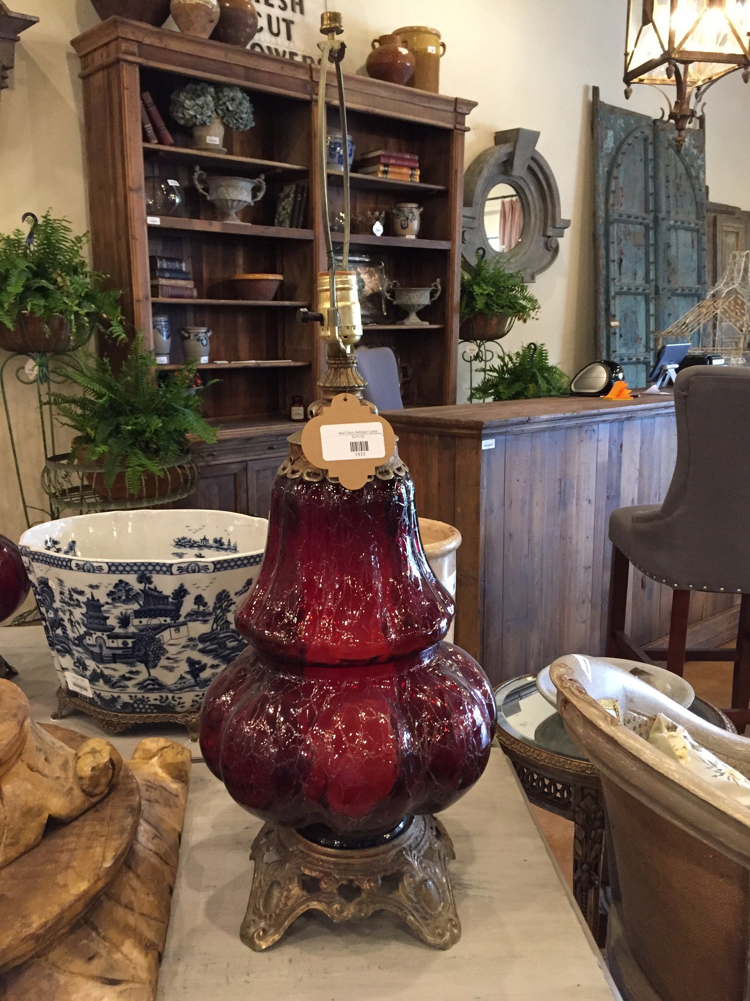 Red Glass Antique Lamp