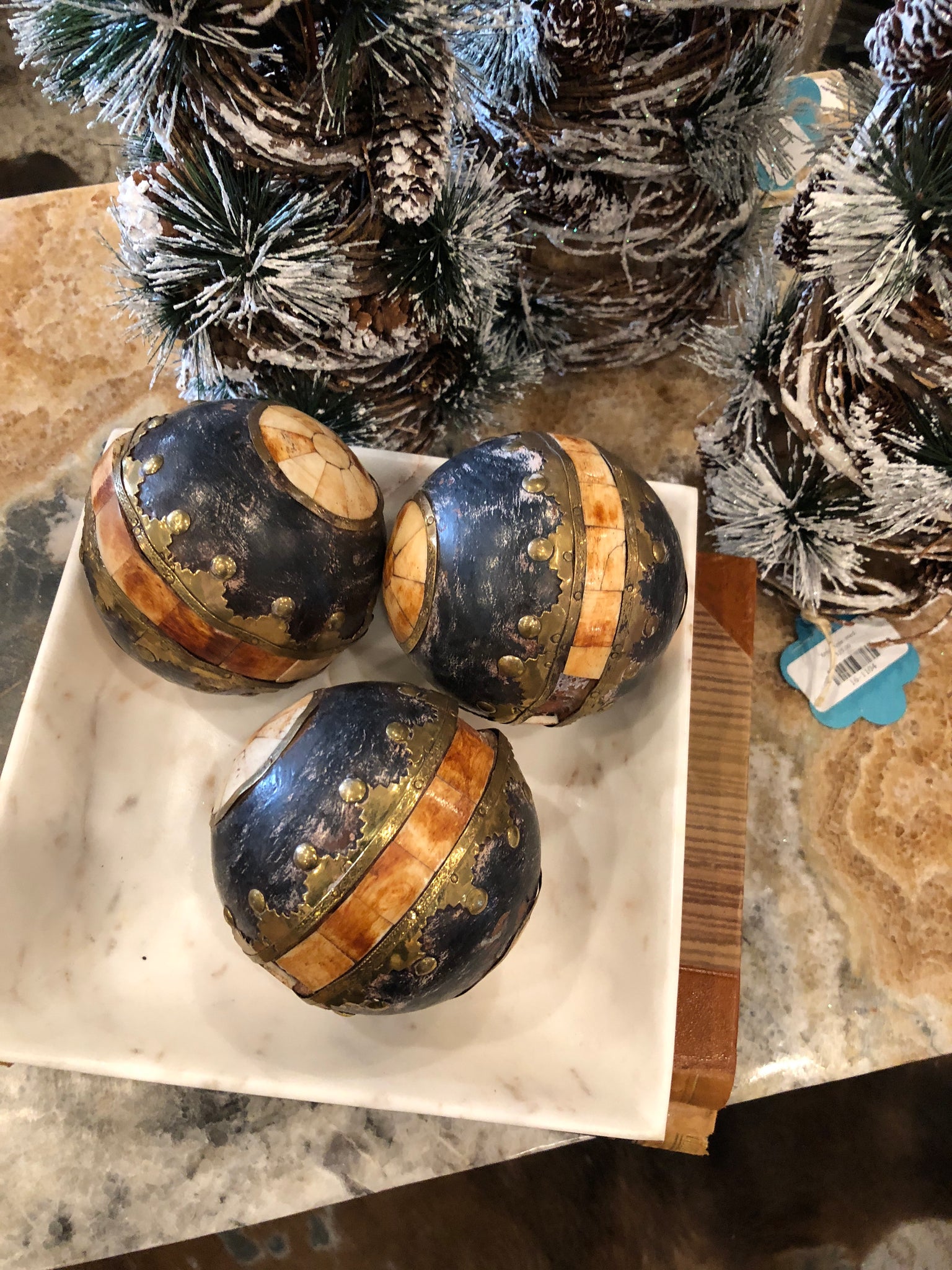 Brass and blue ball