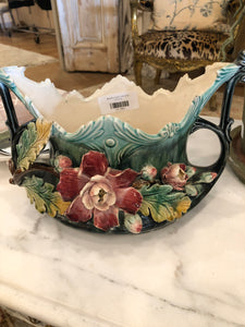 Majolica vase-red roses