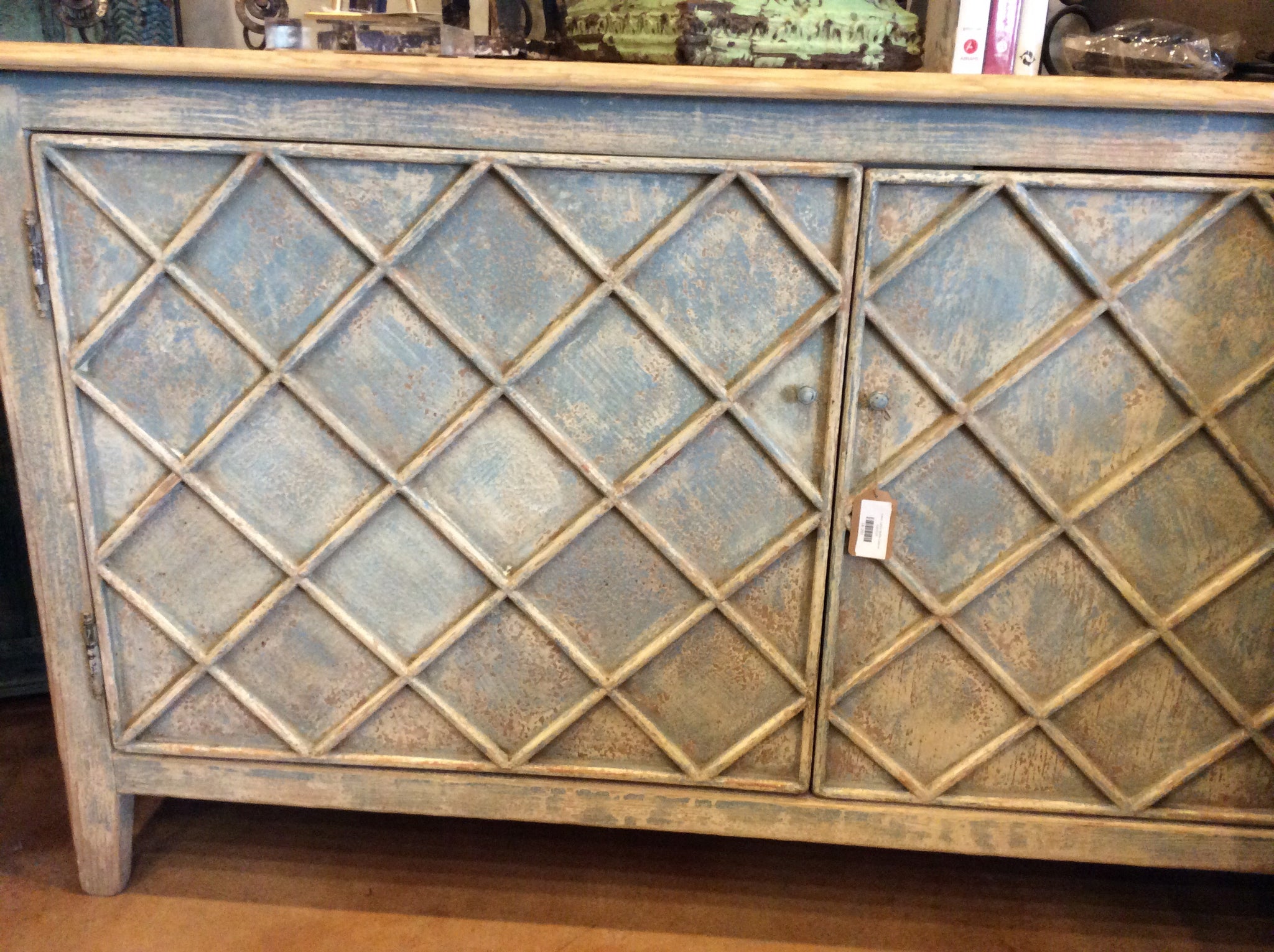 Green Lattice Buffet Cabinet