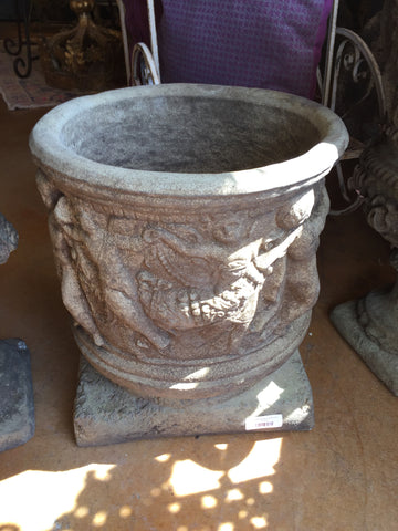 Concrete Round Cherub Planter - large